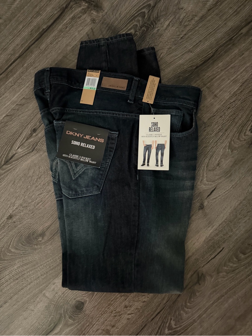 DKNY Men’s Soho Relaxed Jeans in Dark Blue Wash